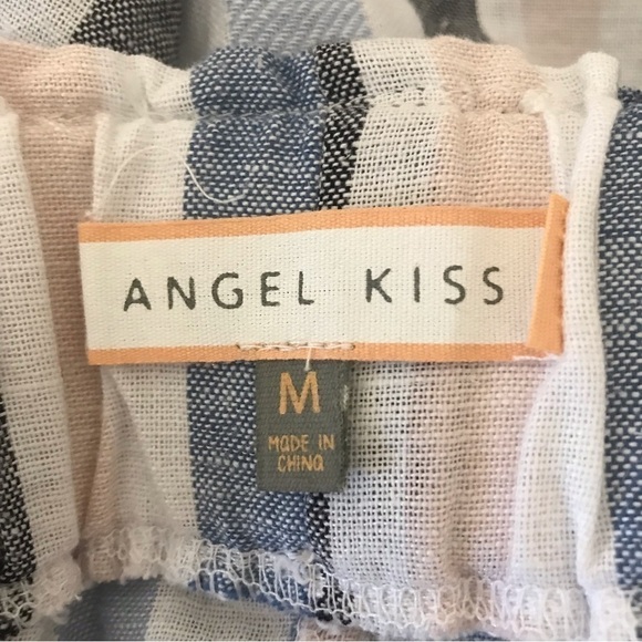 Angel Kiss Linen Blend Paper-Bag Waist Stripe Shorts NEW - Picture 6 of 7